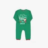 2023 Christmas Matching Family Pajamas Exclusive Design It is The Wonderful Time Green Stripes Pajamas Set