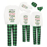 2023 Christmas Matching Family Pajamas Exclusive Design It Is Most Wonderful Time Green Plaids Pajamas Set