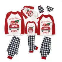 2023 Christmas Matching Family Pajamas Exclusive Design Gnomies Your Are All Merry Christmas Black White Plaids Pajamas Set