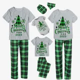 2023 Christmas Matching Family Pajamas Christmas Tree Green Plaids Pajamas Set With Baby Bodysuit