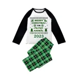 2023 Christmas Matching Family Pajamas Exclusive Design Couple Reindeer Pattern Green Plaids Pajamas Set