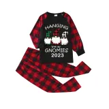 2023 Christmas Matching Family Pajamas Hanging With My Gnomies Black Pajamas Set