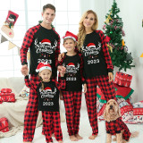 2023 Christmas Matching Family Pajamas Exclusive Design Merry Christmas Hat and Pendant Black Pajamas Set