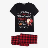 2023 Christmas Matching Family Pajamas Exclusive Design It is The Wonderful Time Black Pajamas Set