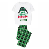 2023 Christmas Matching Family Pajamas You Serious Clark Short Sleeve Green Short  Plaid Pnats Pajamas Set