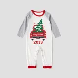 2023 Christmas Matching Family Pajamas Red Plaid Truck with Christmas Tree Black White Pants Pajamas Set With Baby Pajamas