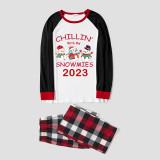 2023 Christmas Matching Family Pajamas Exclusive Design Chillin With My 3 Snowmies White Top Reindeer Pants Pajamas Set