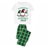 2023 Christmas Matching Family Pajamas Hanging With My Gnomies Short Green Plaids Pajamas Set