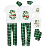 2023 Christmas Matching Family Pajamas Jesus Is The Reason For The Season Short Green Plaids Pajamas Set