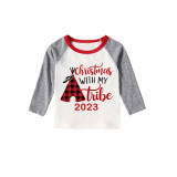 2023 Christmas Matching Family Pajamas Christmas With My Tribe Red Top Pajamas Set