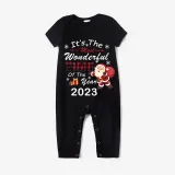 2023 Christmas Matching Family Pajamas Exclusive Design It is The Wonderful Time Black Pajamas Set