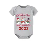 2023 Christmas Matching Family Pajamas Exclusive Design Chillin With My 3 Snowmies Gray Pajamas Set