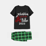 2023 Christmas Matching Family Pajamas Christmas With My Tribe Short Balck Pajamas Set