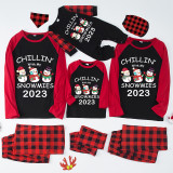 2023 Christmas Matching Family Pajamas Exclusive Design Chillin With My 3 Snowmies Black Reindeer Pajamas Set