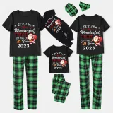 2023 Christmas Matching Family Pajamas Exclusive Design It is The Wonderful Time Black Short Pajamas Set