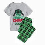 2023 Christmas Matching Family Pajamas You Serious Clark Short Sleeve Green Short  Plaid Pnats Pajamas Set