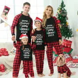 2023 Christmas Matching Family Pajamas Exclusive Design Antler Merry Christmas Black Pajamas Set