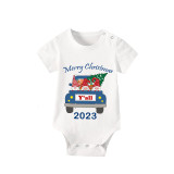 2023 Christmas Matching Family Pajamas Gnomies Your Are All Merry Christmas Short Blue Plaids Pajamas Set