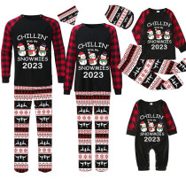 2023 Christmas Matching Family Pajamas Exclusive Design Chillin With My 3 Snowmies Black Reindeer Pajamas Set