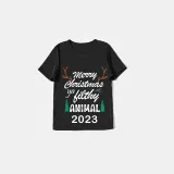 2023 Christmas Matching Family Pajamas Exclusive Design Antler Merry Christmas Black Pajamas Set