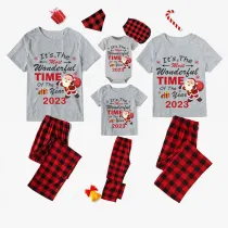 2023 Christmas Matching Family Pajamas Exclusive Design It is The Wonderful Time Gray Pajamas Set