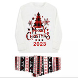 2023 Christmas Matching Family Pajamas Christmas Tree White Top Reindeer Pants Pajamas Set With Baby Bodysuit