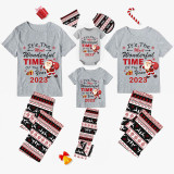 2023 Christmas Matching Family Pajamas Exclusive Design It is The Wonderful Time Gray Pajamas Set