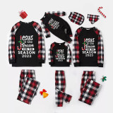 2023 Christmas Matching Family Pajamas Jesus Is The Reason For The Season Black Plaids Pajamas Set