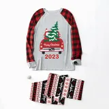 2023 Christmas Matching Family Pajamas Red Plaid Truck with Christmas Tree White Pajamas Set With Baby Pajamas