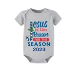 2023 Christmas Matching Family Pajamas Jesus Is The Reason For The Season Short Blue Plaids Pajamas Set