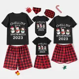 2023 Christmas Matching Family Pajamas Exclusive Design Chillin With My 3 Snowmies Black Pajamas Set