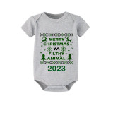 2023 Christmas Matching Family Pajamas Exclusive Design Couple Reindeer Pattern Short Green Plaids Pajamas Set