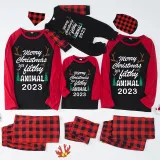 2023 Christmas Matching Family Pajamas Exclusive Design Antler Merry Christmas Black Plaids Pajamas Set
