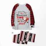 2023 Christmas Matching Family Pajamas Exclusive Design It is The Wonderful Time Reindeer Pants Pajamas Set