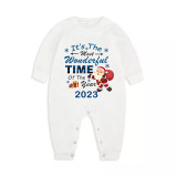 2023 Christmas Matching Family Pajamas Exclusive Design It is The Wonderful Time Blue Plaids Pajamas Set