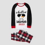 2023 Christmas Matching Family Pajamas Chillin With My Snowmies Sunglass Snowman White Top Reindeer Pants Pajamas Set