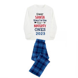 2023 Christmas Matching Family Pajamas They Are the Naughty Ones Black Blue Pajamas Set With Baby Pajamas