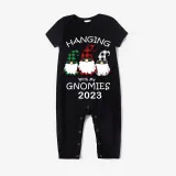 2023 Christmas Matching Family Pajamas Hanging With My Gnomies Black Pajamas Set