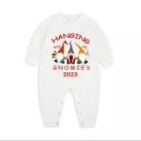 2023 Christmas Family Matching Pajamas Hanging With My Gnomies White Top Reindeer Pants Pajamas Set