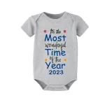 2023 Christmas Matching Family Pajamas Exclusive Design It Is Wonderful Time Short Blue Plaids Pajamas Set