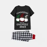 2023 Christmas Matching Family Pajamas Hanging With My Gnomies Black Short Pajamas Set
