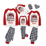 2023 Christmas Matching Family Pajamas Exclusive Design Wonderful Time Black White Pajamas Set