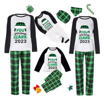 2023 Christmas Matching Family Pajamas Green Plaid Xmas Hat You Serious Clark Letters Green Plaid Pajamas Set With Baby Pajamas