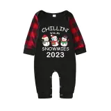 2023 Christmas Matching Family Pajamas Exclusive Design Chillin With My 3 Snowmies Black Reindeer Pajamas Set