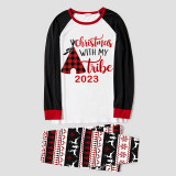2023 Christmas Matching Family Pajamas Christmas With My Tribe Red Top Pajamas Set