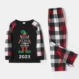2023 Christmas Matching Family Pajamas Exclusive Design Naughty List Elf Gray Black Reindeer Pajamas Set