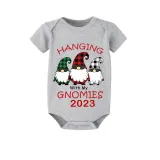 2023 Christmas Matching Family Pajamas Hanging With My Gnomies Short Gray Pajamas Set