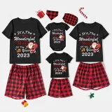 2023 Christmas Matching Family Pajamas Exclusive Design It is The Wonderful Time Black Pajamas Set