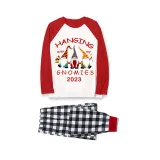 2023 Christmas Family Matching Pajamas Hanging With My Gnomies Black White Plaids Pajamas Set