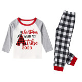 2023 Christmas Matching Family Pajamas Christmas With My Tribe Black White Plaids Pajamas Set